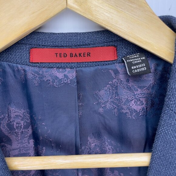 TED BAKER LONDON No Ordinary Joe Wool Blend Singe Breasted Blue Blazer Size 44L - Picture 5 of 9